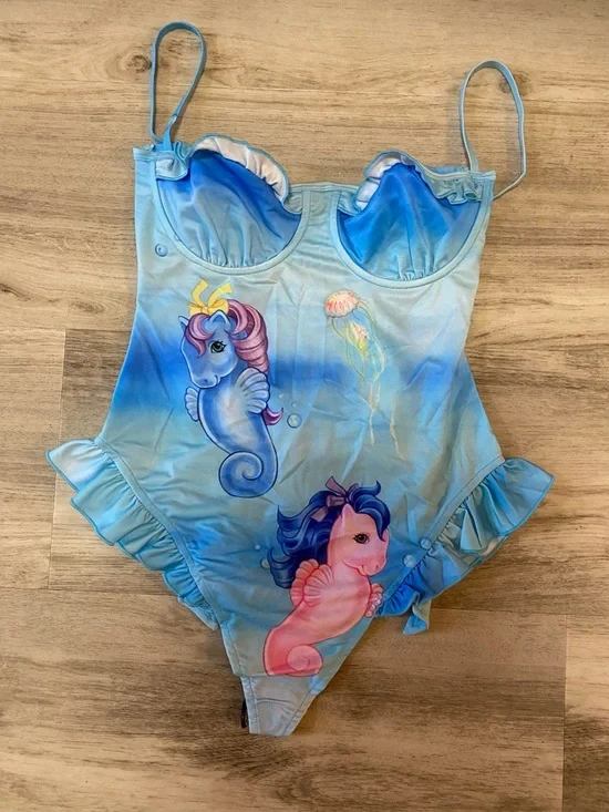 RARE Dolls Kill x My Little Pony mermaid Aquatic Soul One Piece Swimsuit- NWOT - Picture 4 of 16